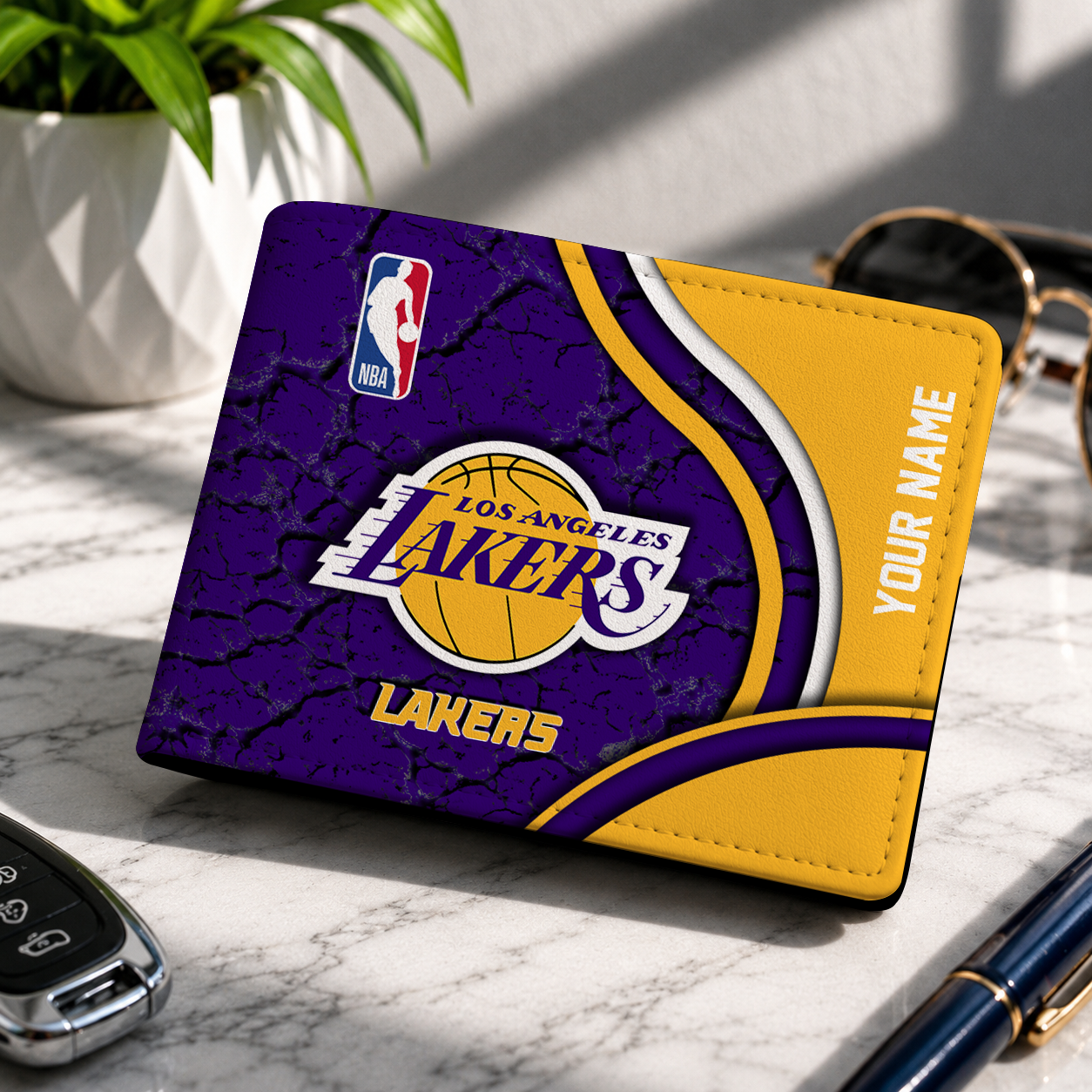 VIRAL EDITION - NEW CUSTOMIZED NBA09 LLA LOS ANGELES LAKERS LEATHER WALLET