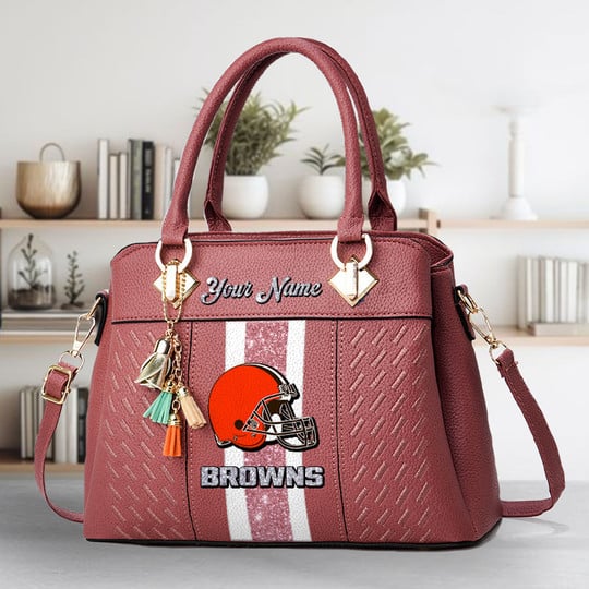 LIMITED EDITION - NEW CUSTOMIZED NFL29 CLB CLEVELAND BROWNS ZIP HANDBAG MULTICOLOR