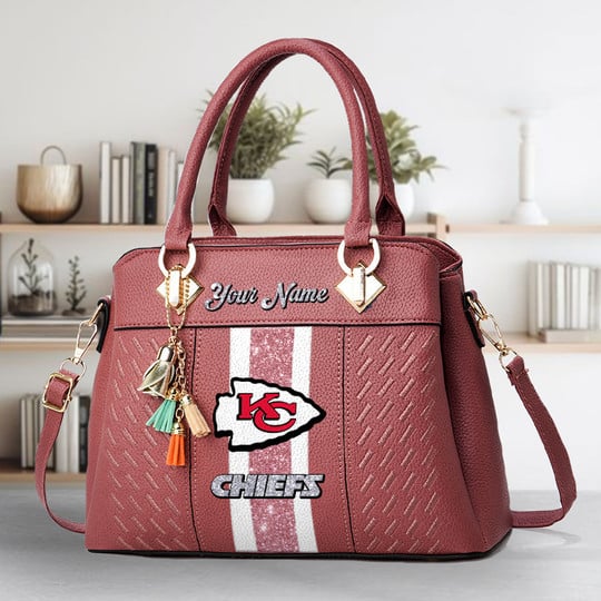 LIMITED EDITION - NEW CUSTOMIZED NFL01 KCC KANSAS CITY CHIEFS ZIP HANDBAG MULTICOLOR