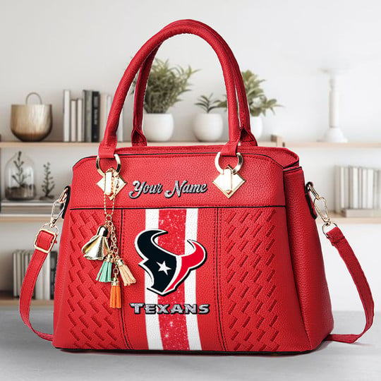 LIMITED EDITION - NEW CUSTOMIZED NFL15 HTT HOUSTON TEXANS ZIP HANDBAG MULTICOLOR