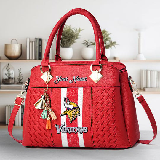 LIMITED EDITION - NEW CUSTOMIZED NFL05 MVK MINNESOTA VIKINGS ZIP HANDBAG MULTICOLOR