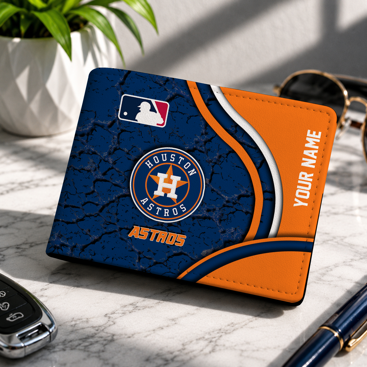 LIMITED EDITION - NEW CUSTOMIZED MLB10 HAS HOUSTON ASTROS LEATHER WALLET