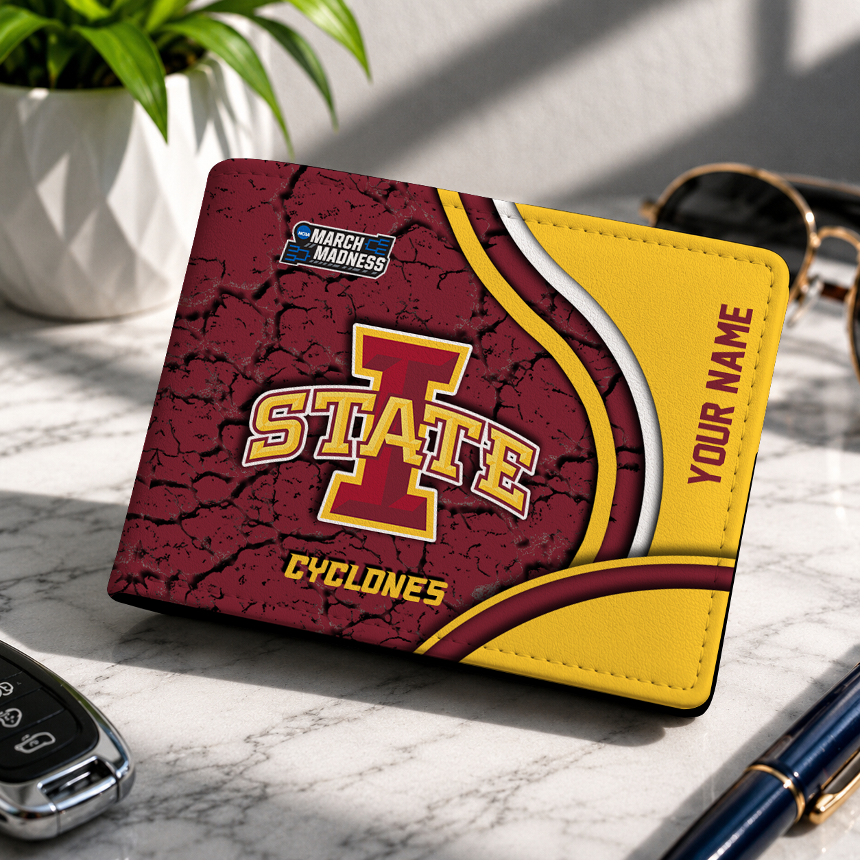 FINAL CLEARANCE - NEW CUSTOMIZED NCAA MAM10 ISC IOWA STATE CYCLONES LEATHER WALLET