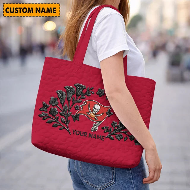 ELITE EDITION - NEW CUSTOMIZED NFL10 TBB TAMPA BAY BUCCANEERS QUILTED TOTE BAG