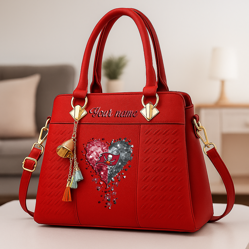 LIMITED EDITION - NEW CUSTOMIZED NFL10 TBB TAMPA BAY BUCCANEERS ZIP HANDBAG MULTICOLOR