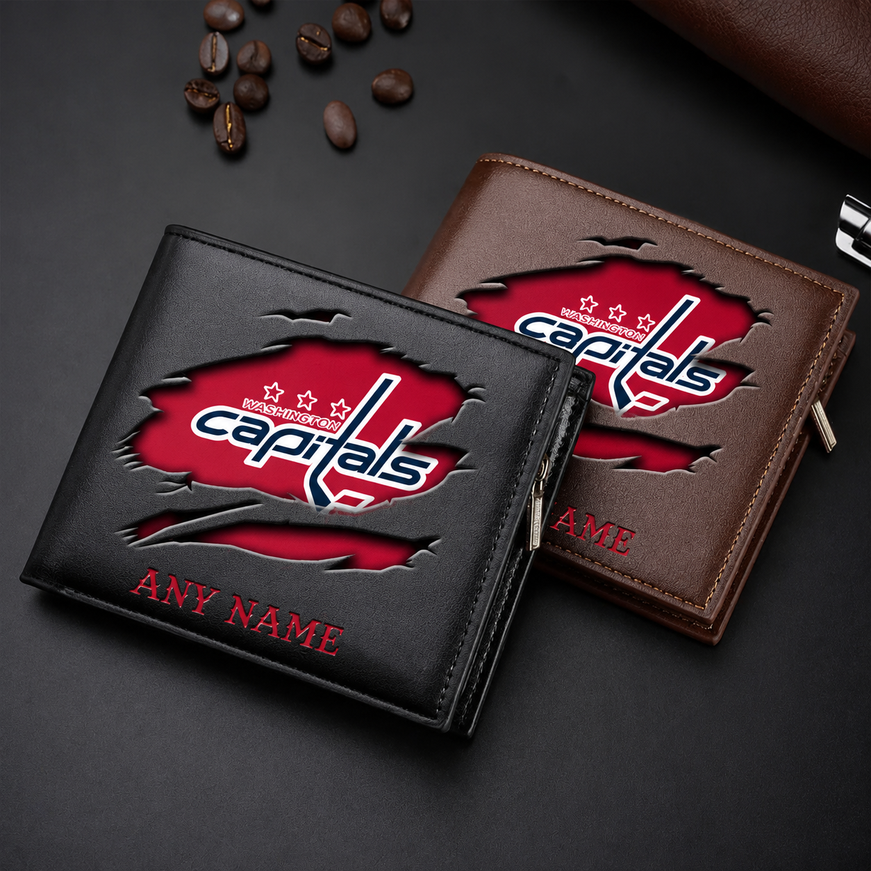 LIMITED EDITION - NEW CUSTOMIZED NHL10 WCP WASHINGTON CAPITALS LEATHER WALLET