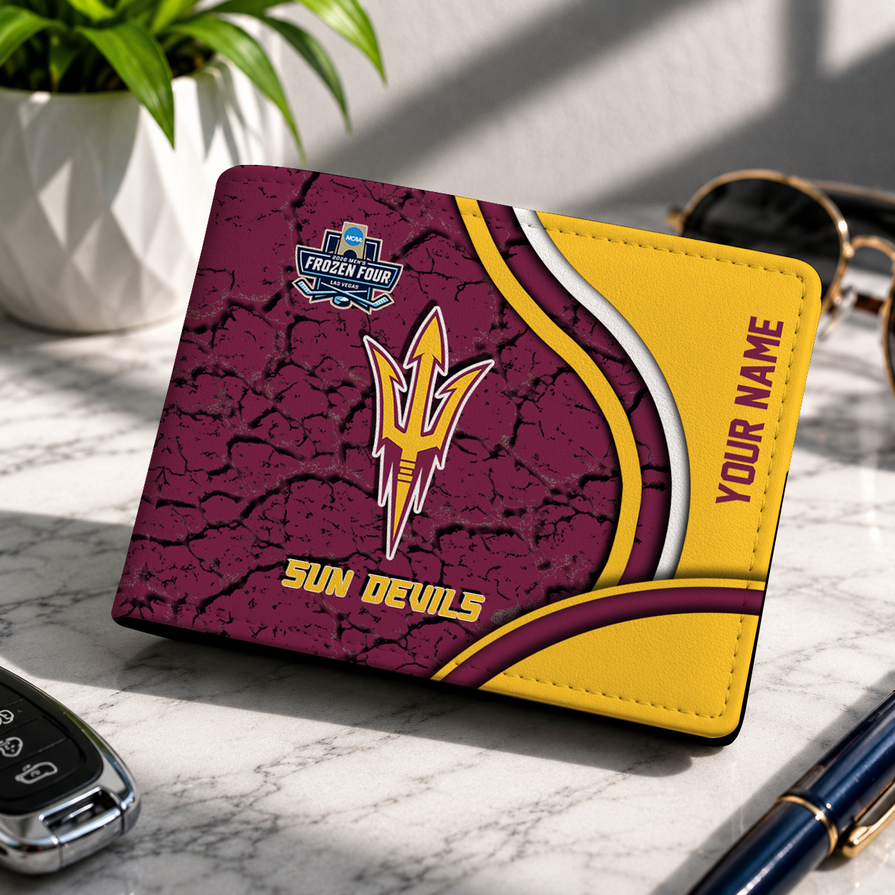FINAL CLEARANCE - NEW CUSTOMIZED NCAA MFF11 ASS ARIZONA STATE SUN DEVILS LEATHER WALLET