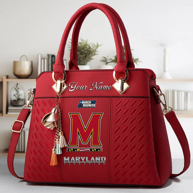 LIMITED EDITION - NEW CUSTOMIZED NCAA MAM11 MLT MARYLAND TERRAPINS ZIP HANDBAG MULTICOLOR