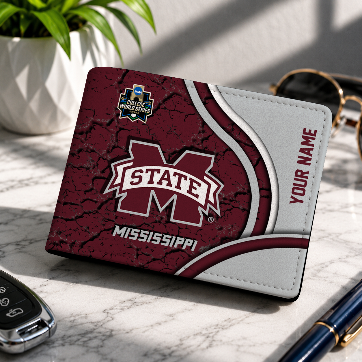 VIRAL EDITION - NEW CUSTOMIZED NCAA CWS11 MSB MISSISSIPPI STATE BULLDOGS LEATHER WALLET