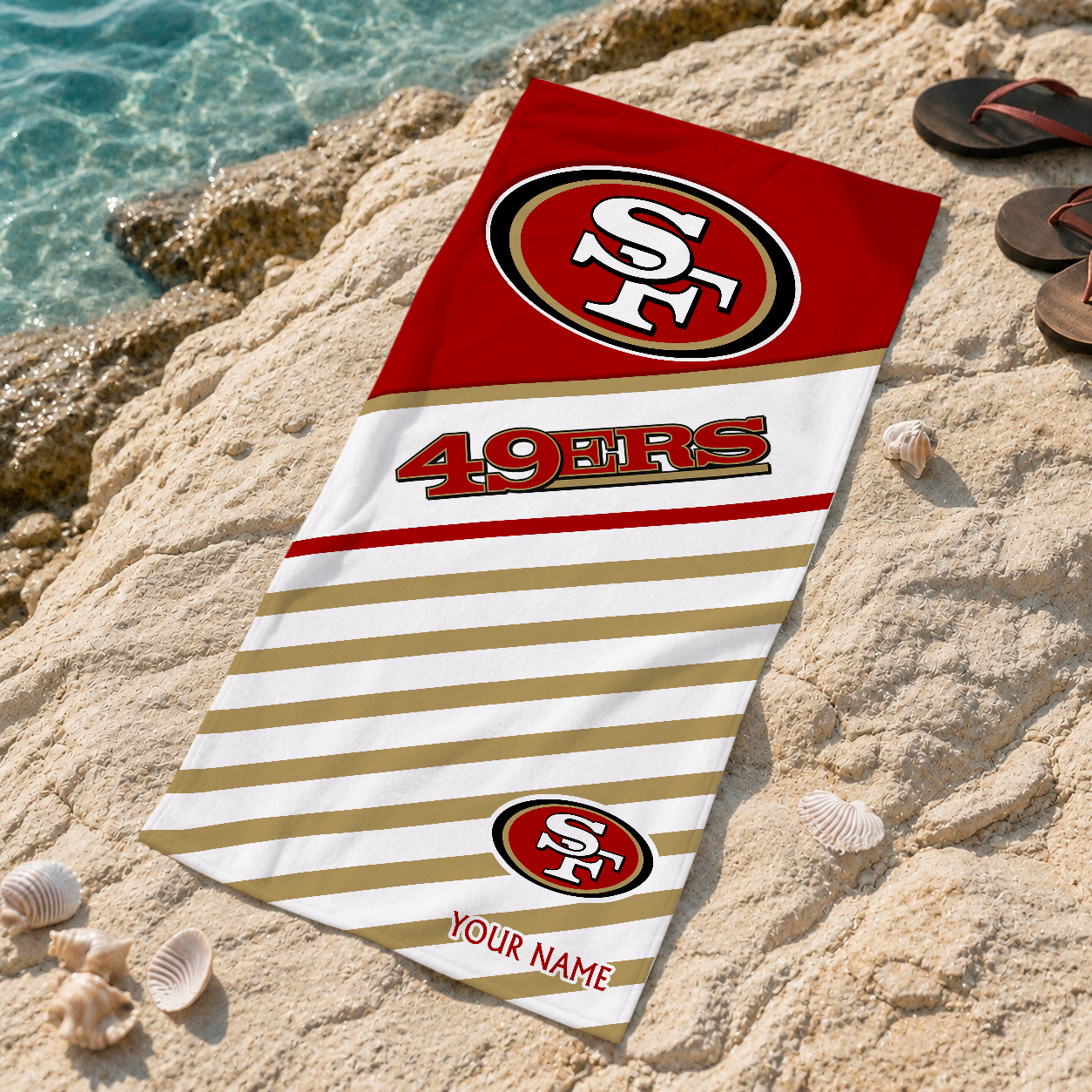 EXCLUSIVE EDITION - NEW CUSTOMIZED NFL11 SF49 SAN FRANCISCO 49ERS BEACH TOWEL