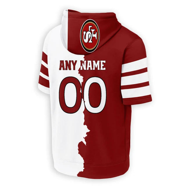 LIMITED EDITION - NEW CUSTOMIZED NFL11 SF49 SAN FRANCISCO 49ERS SHORT SLEEVE HOODIE T-SHIRT