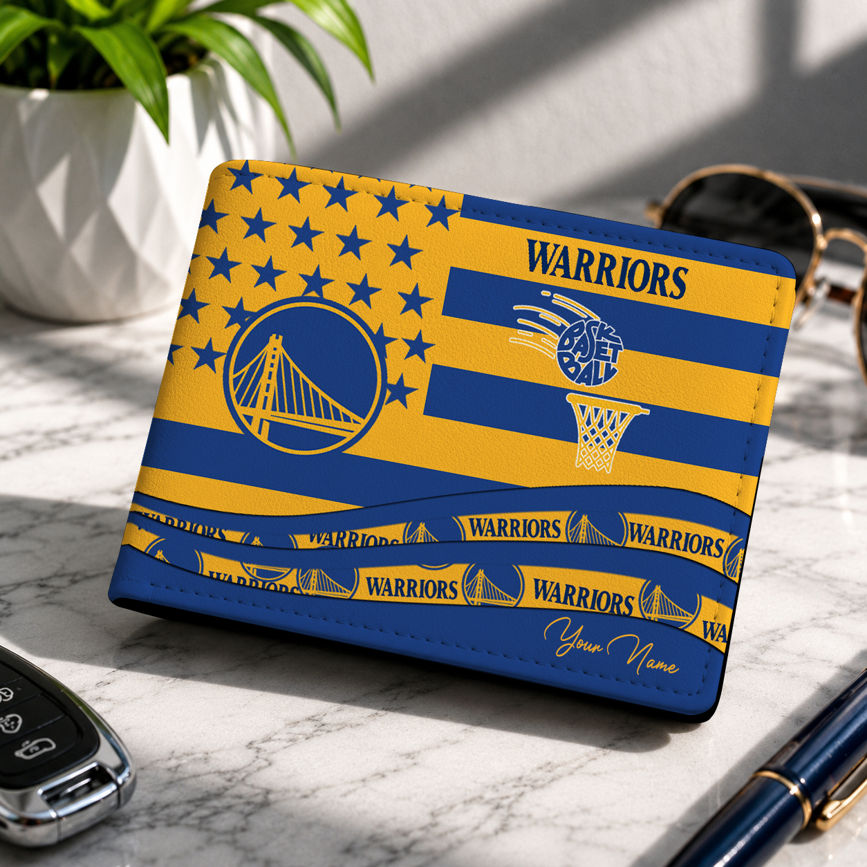 SPECIAL EDITION - NEW CUSTOMIZED NBA12 GSW GOLDEN STATE WARRIORS LEATHER WALLET