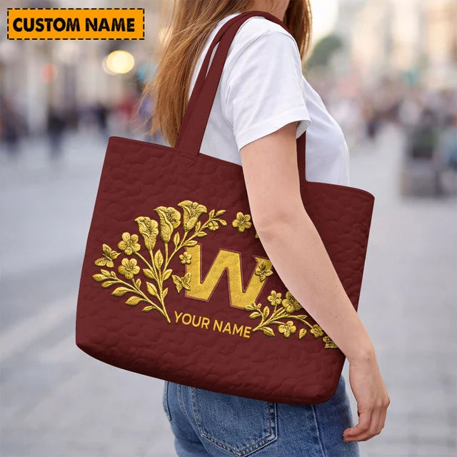 ELITE EDITION - NEW CUSTOMIZED NFL12 WTC WASHINGTON COMMANDERS QUILTED TOTE BAG