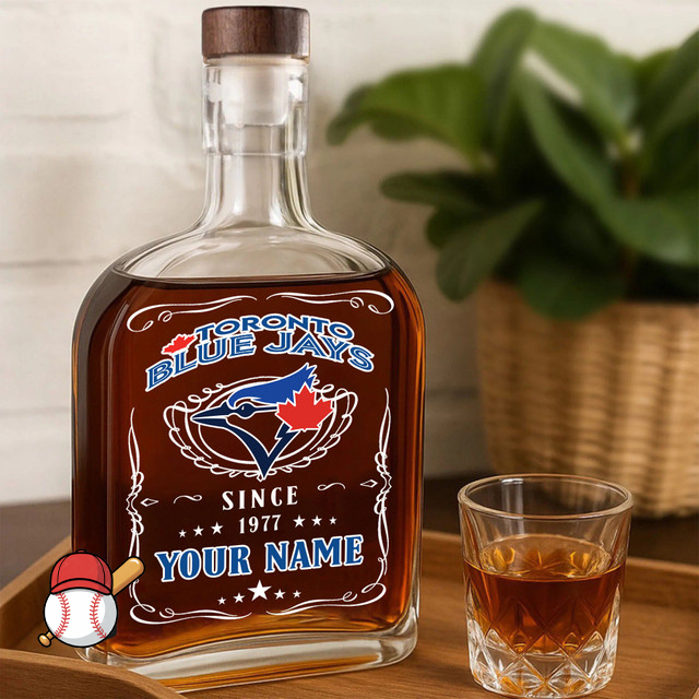 LIMITED EDITION - NEW CUSTOMIZED MLB12 TBJ TORONTO BLUE JAYS LUXURY WHISKEY BOTTLE 450ML
