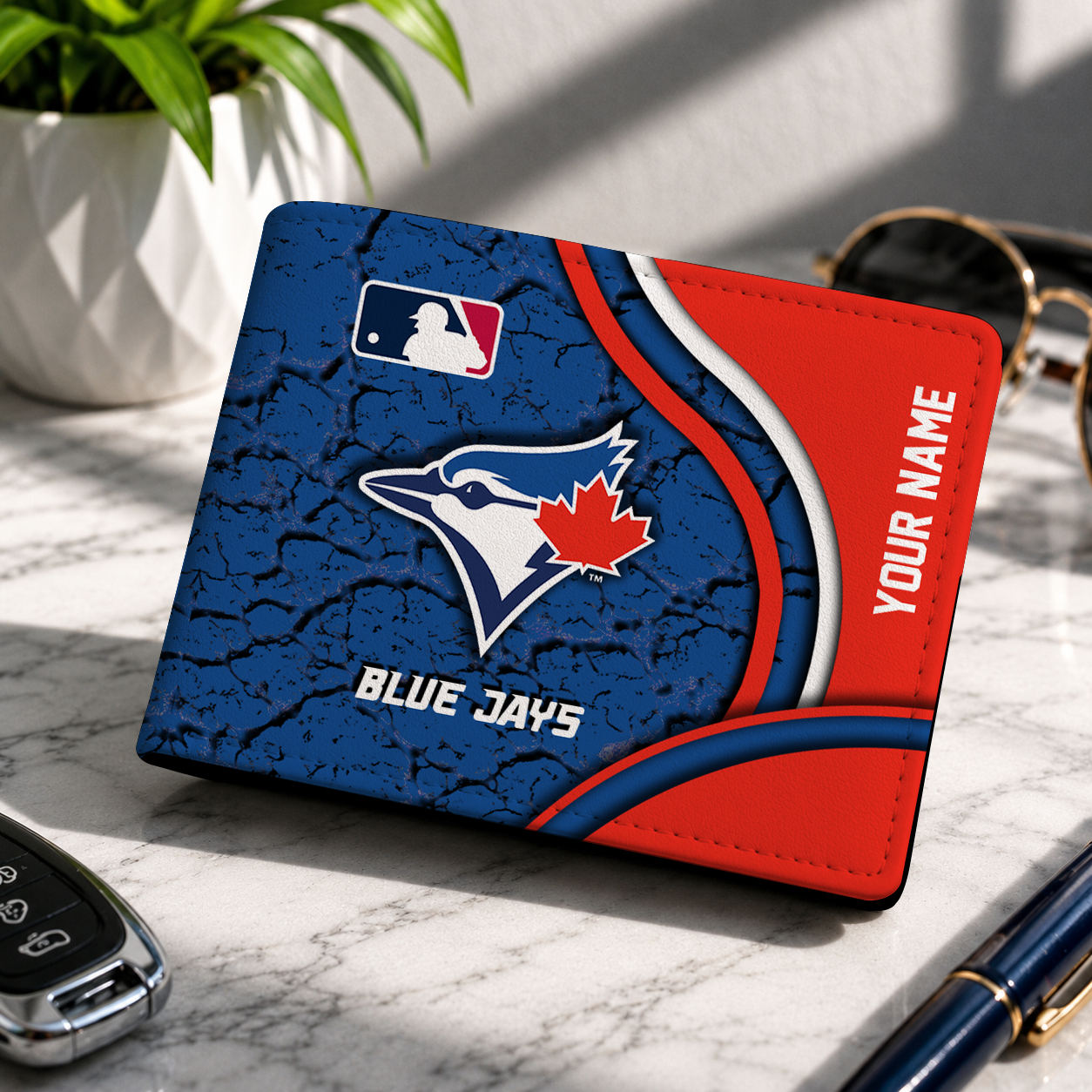 LIMITED EDITION - NEW CUSTOMIZED MLB12 TBJ TORONTO BLUE JAYS LEATHER WALLET