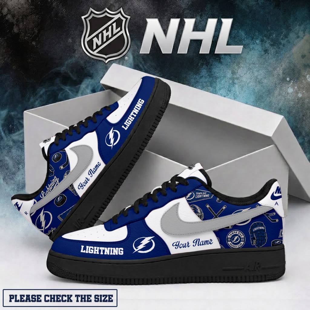 LIMITED EDITION - NEW CUSTOMIZED NHL12 TPL TAMPA BAY LIGHTNING AF1 SHOES