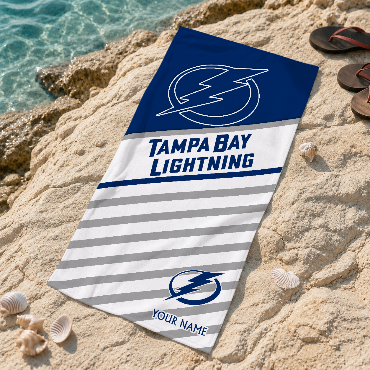 LIMITED EDITION - NEW CUSTOMIZED NHL12 TPL TAMPA BAY LIGHTNING BEACH TOWEL