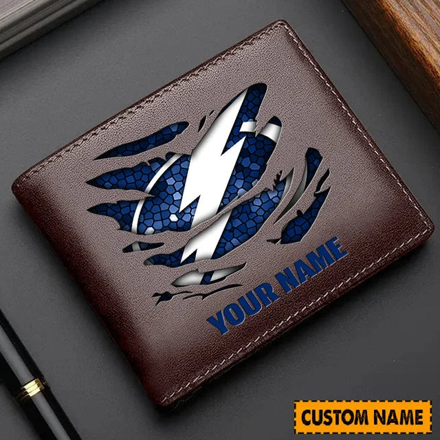 LIMITED EDITION - NEW CUSTOMIZED NHL12 TPL TAMPA BAY LIGHTNING LEATHER WALLET