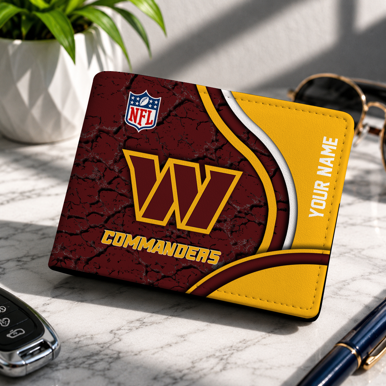 MEGA SALE - NEW CUSTOMIZED NFL12 WTC WASHINGTON COMMANDERS LEATHER WALLET