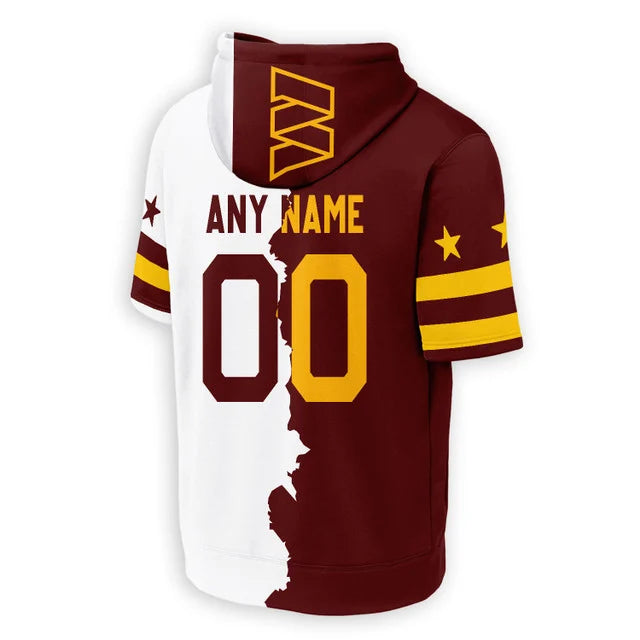LIMITED EDITION - NEW CUSTOMIZED NFL12 WTC WASHINGTON COMMANDERS SHORT SLEEVE HOODIE T-SHIRT