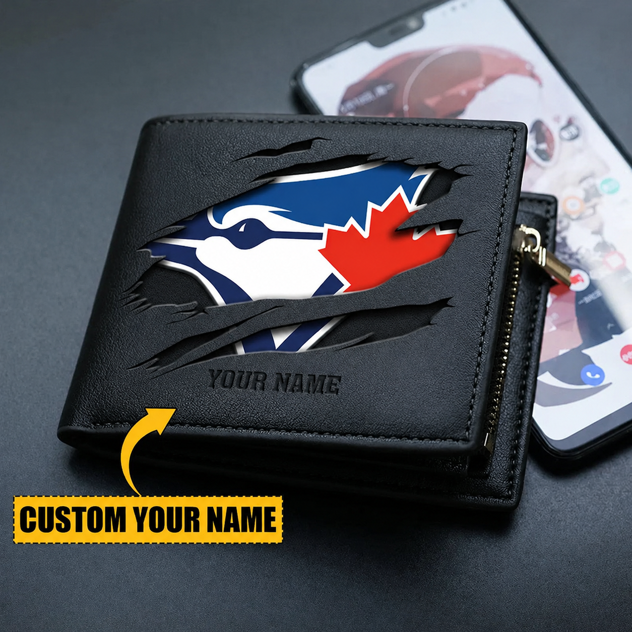 LIMITED EDITION - NEW CUSTOMIZED MLB12 TBJ TORONTO BLUE JAYS LEATHER WALLET