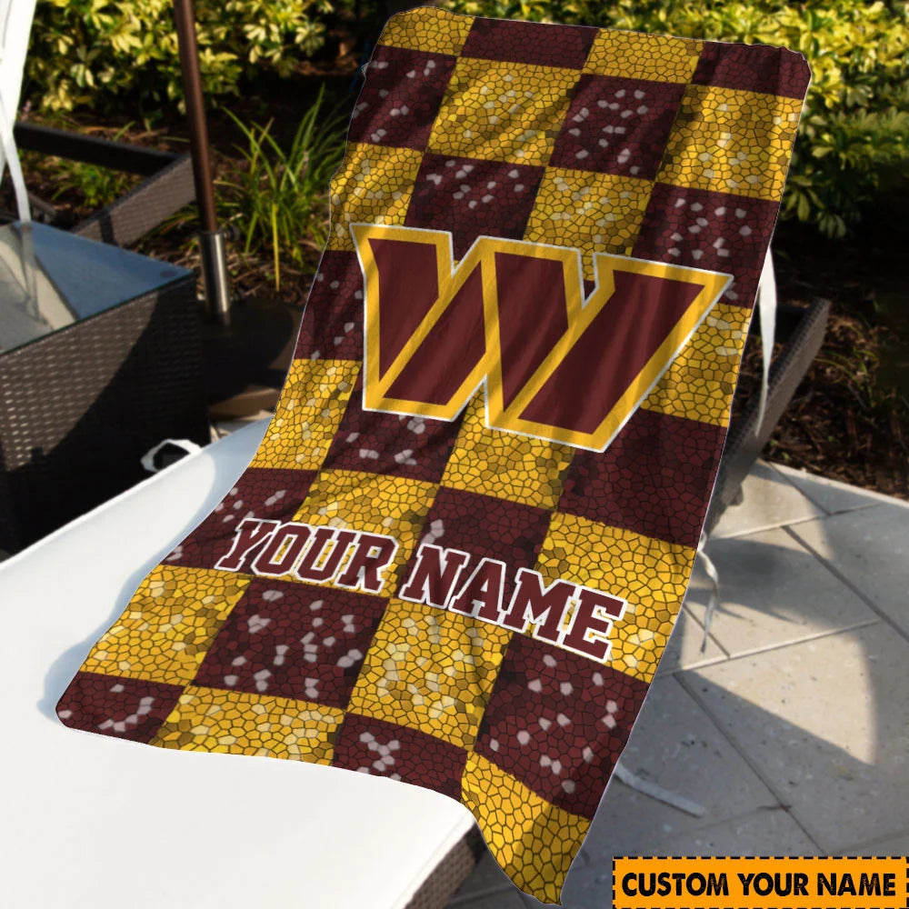 LIMITED EDITION - NEW CUSTOMIZED NFL12 WTC WASHINGTON COMMANDERS BEACH TOWEL