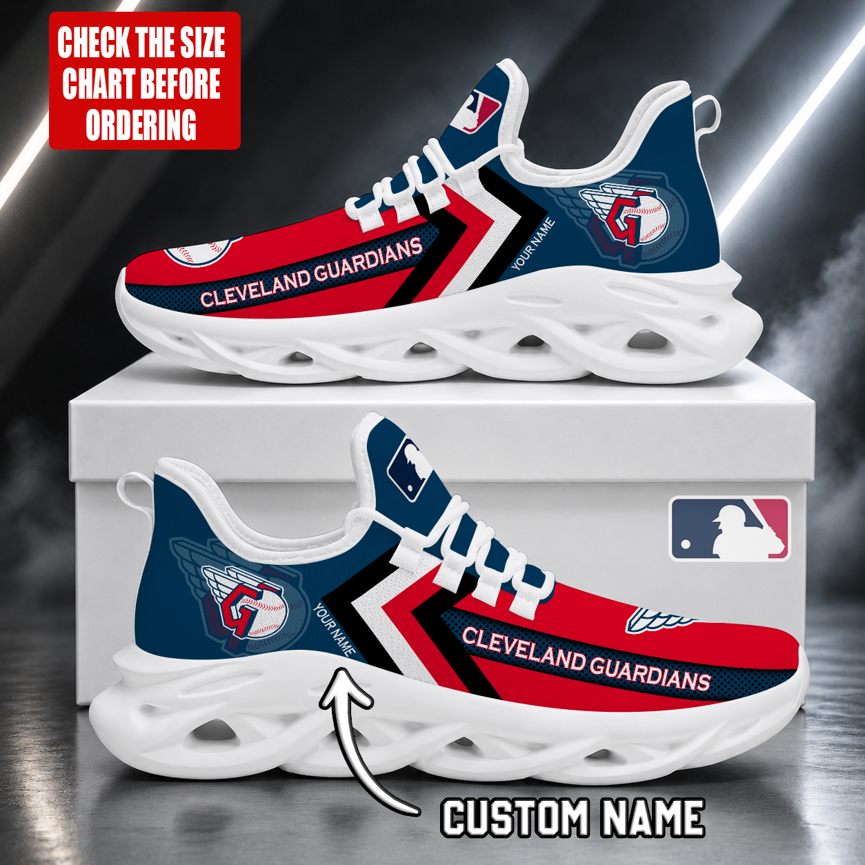 LIMITED EDITION - NEW CUSTOMIZED MLB13 CGS CLEVELAND GUARDIANS MAX SOUL SHOES
