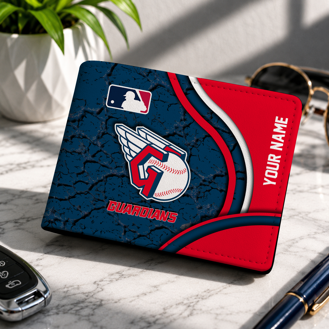 LIMITED EDITION - NEW CUSTOMIZED MLB13 CGS CLEVELAND GUARDIANS LEATHER WALLET