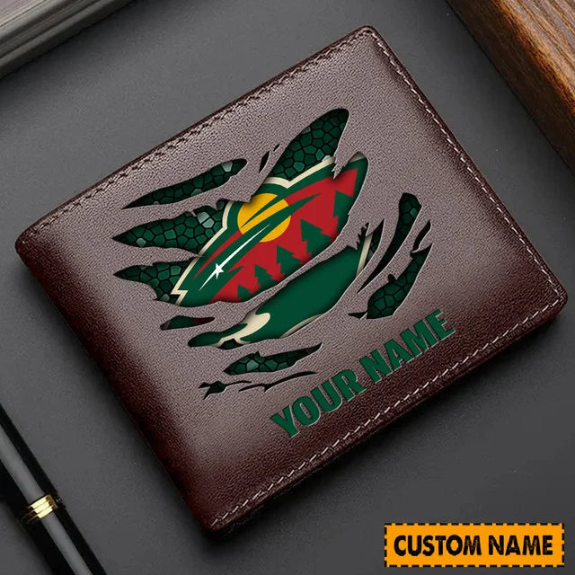 LIMITED EDITION - NEW CUSTOMIZED NHL13 MNW MINNESOTA WILD LEATHER WALLET