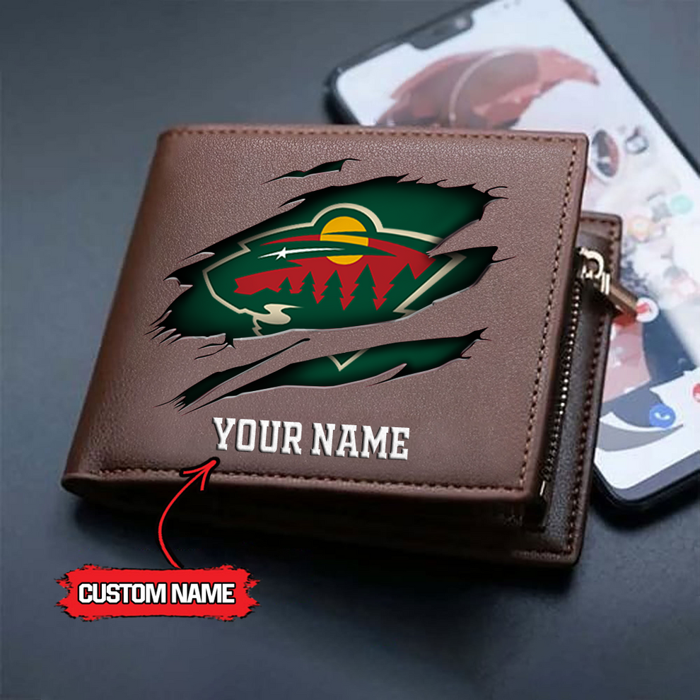 LIMITED EDITION - NEW CUSTOMIZED NHL13 MNW MINNESOTA WILD LEATHER WALLET