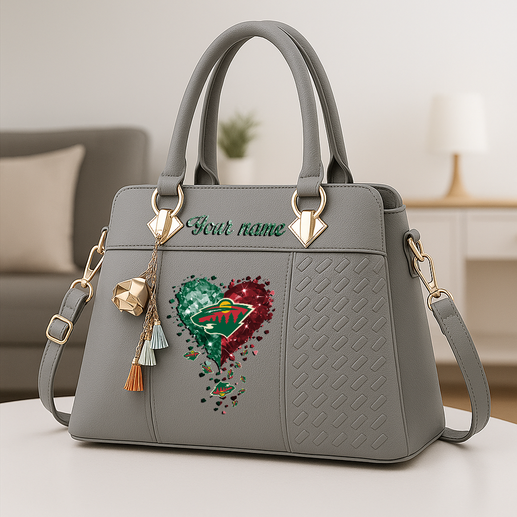 LIMITED EDITION - NEW CUSTOMIZED NHL13 MNW MINNESOTA WILD ZIP HANDBAG MULTICOLOR