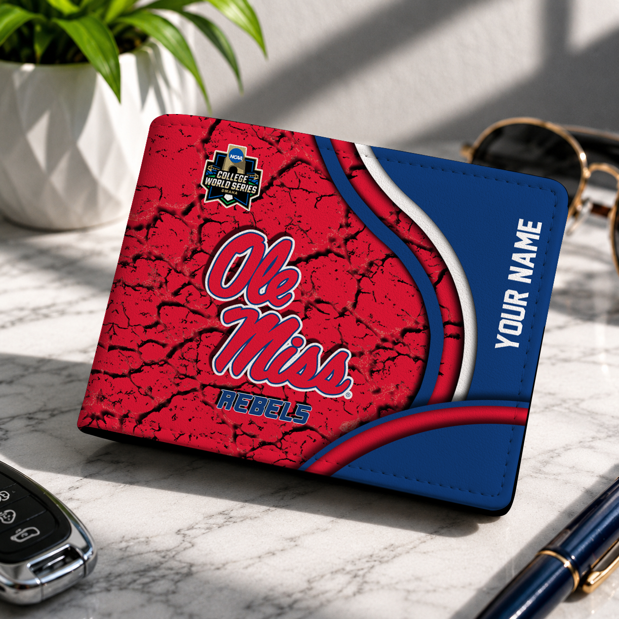 VIRAL EDITION - NEW CUSTOMIZED NCAA CWS13 OMR OLE MISS REBELS LEATHER WALLET