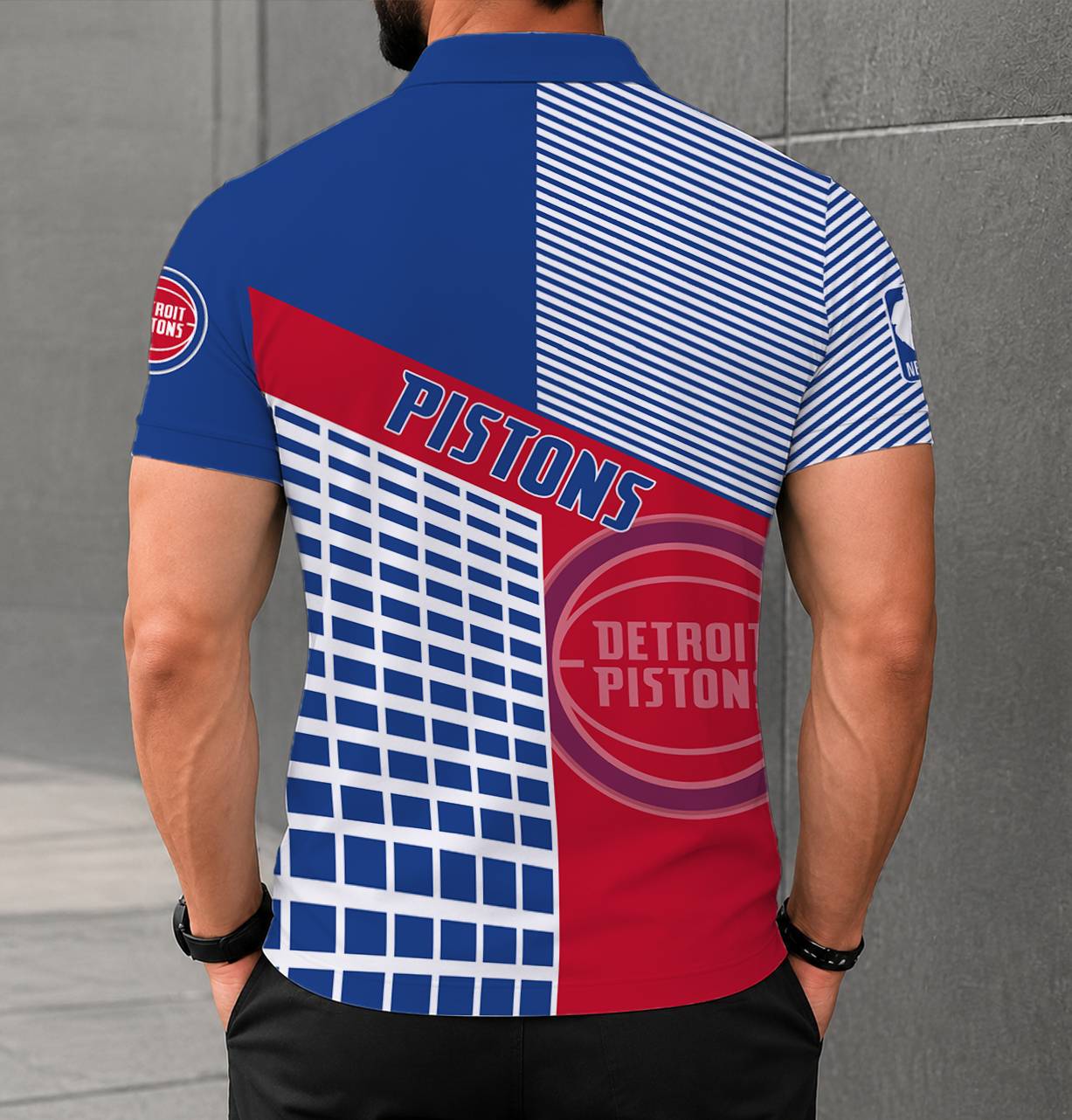 LIMITED EDITION - NEW CUSTOMIZED NBA14 DPI DETROIT PISTONS POLO SHIRT