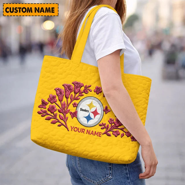 ELITE EDITION - NEW CUSTOMIZED NFL14 PSB PITTSBURGH STEELERS QUILTED TOTE BAG