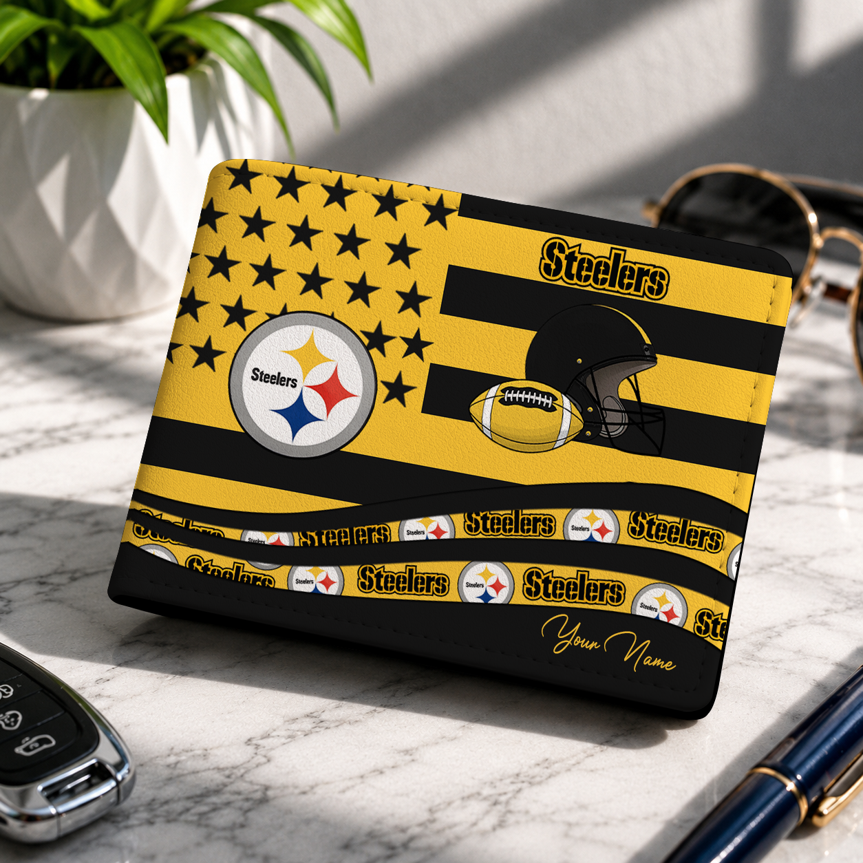 LIMITED EDITION - NEW CUSTOMIZED NFL14 PSB PITTSBURGH STEELERS LEATHER WALLET