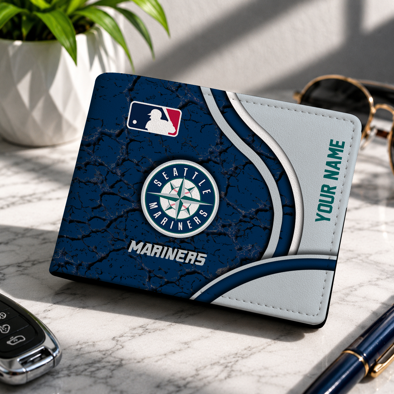 LIMITED EDITION - NEW CUSTOMIZED MLB14 SMS SEATTLE MARINERS LEATHER WALLET