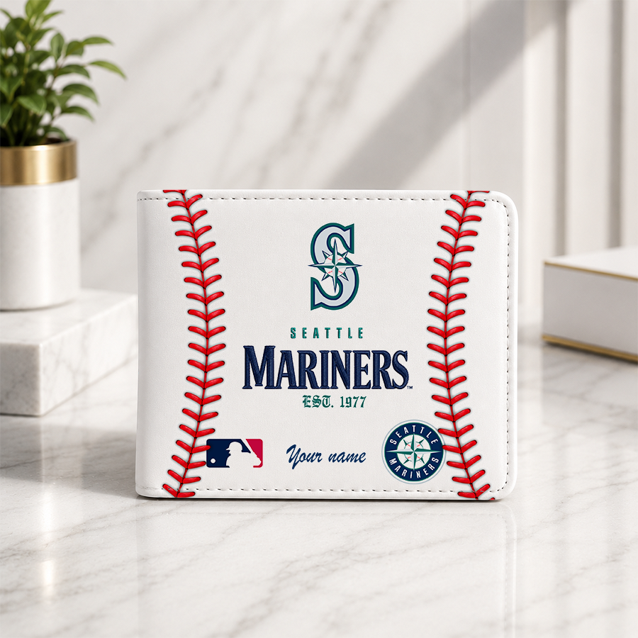 LIMITED EDITION - NEW CUSTOMIZED MLB14 SMS SEATTLE MARINERS LEATHER WALLET