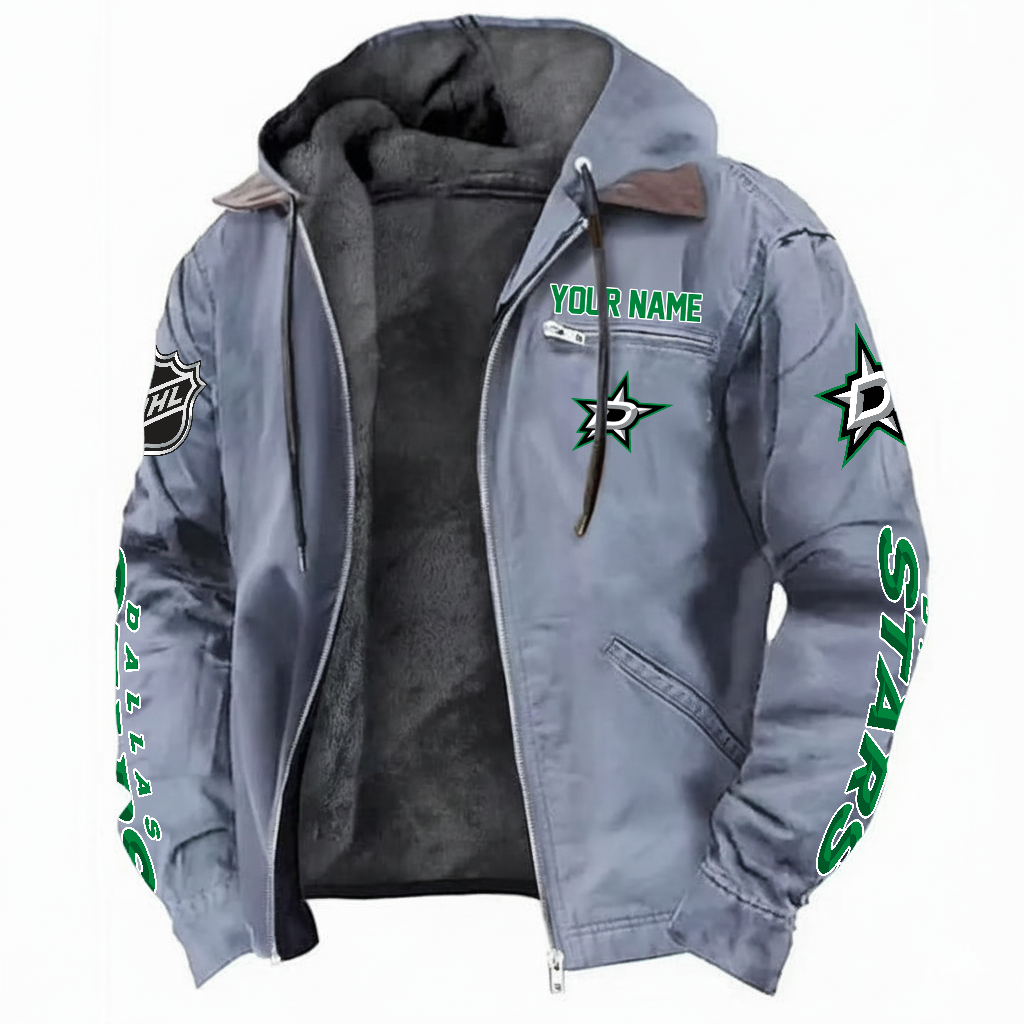LIMITED EDITION - NEW CUSTOMIZED NHL15 DLS DALLAS STARSS HOODED CARDIGAN JACKET