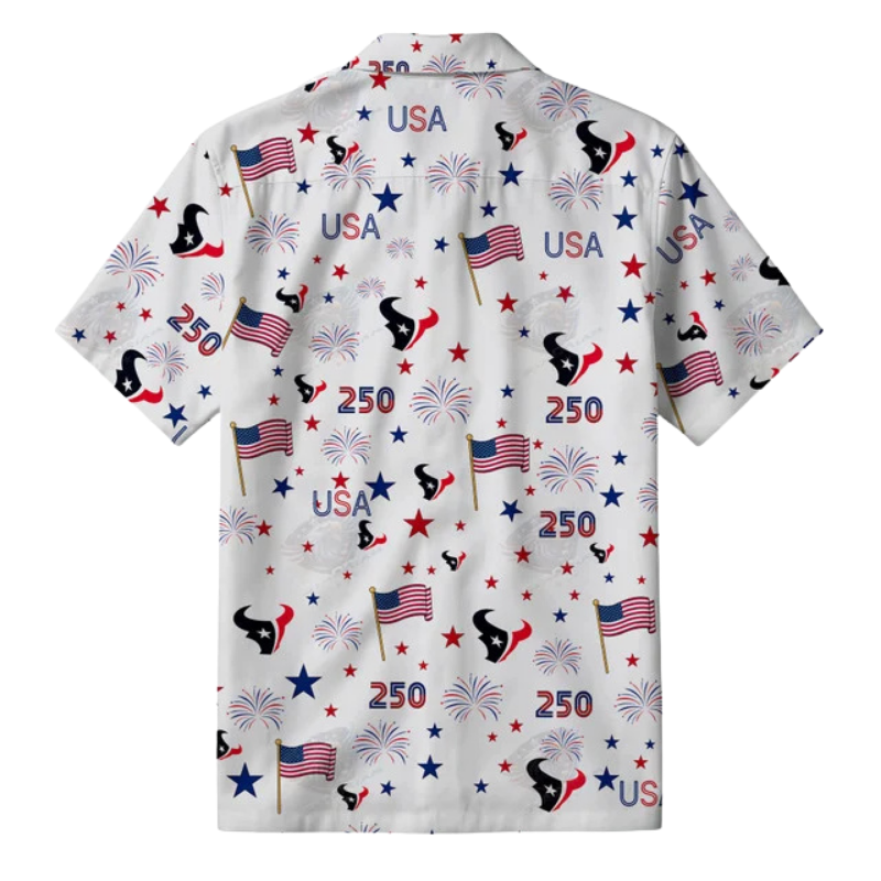 LIMITED EDITION - NEW CUSTOMIZED NFL15 HTT HOUSTON TEXANS PATRIOTIC 250 USA HAWAIIAN SHIRT