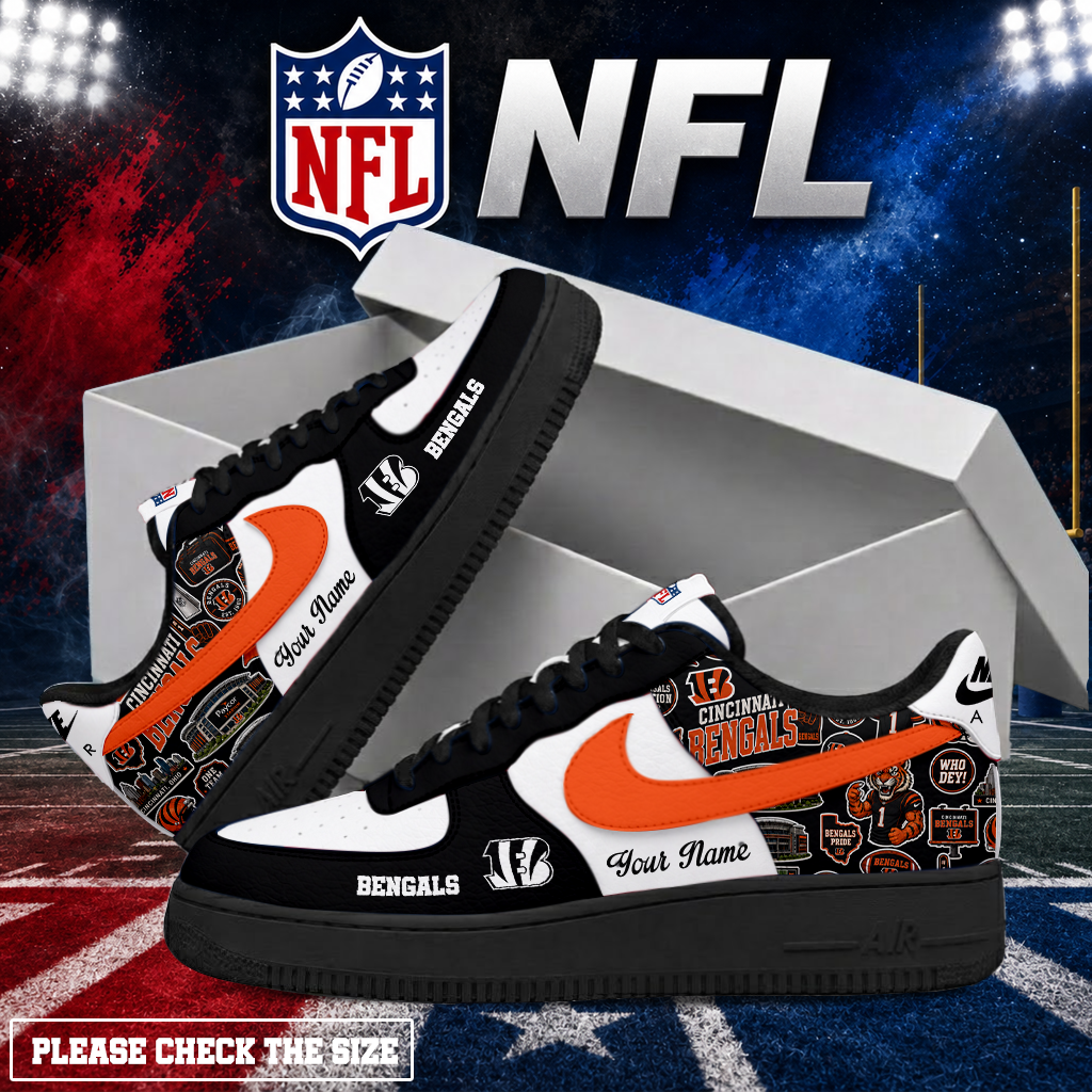 LIMITED EDITION - NEW CUSTOMIZED NFL16 CCB CINCINNATI BENGALS AF1 SHOES
