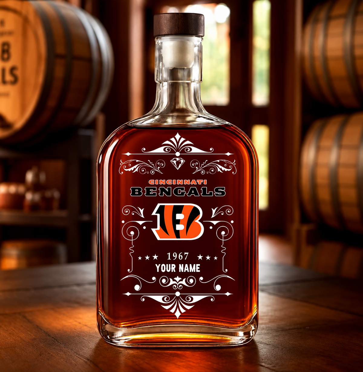 EXCLUSIVE EDITION - NEW CUSTOMIZED NFL16 CCB CINCINNATI BENGALS LUXURY WHISKEY BOTTLE 450ML