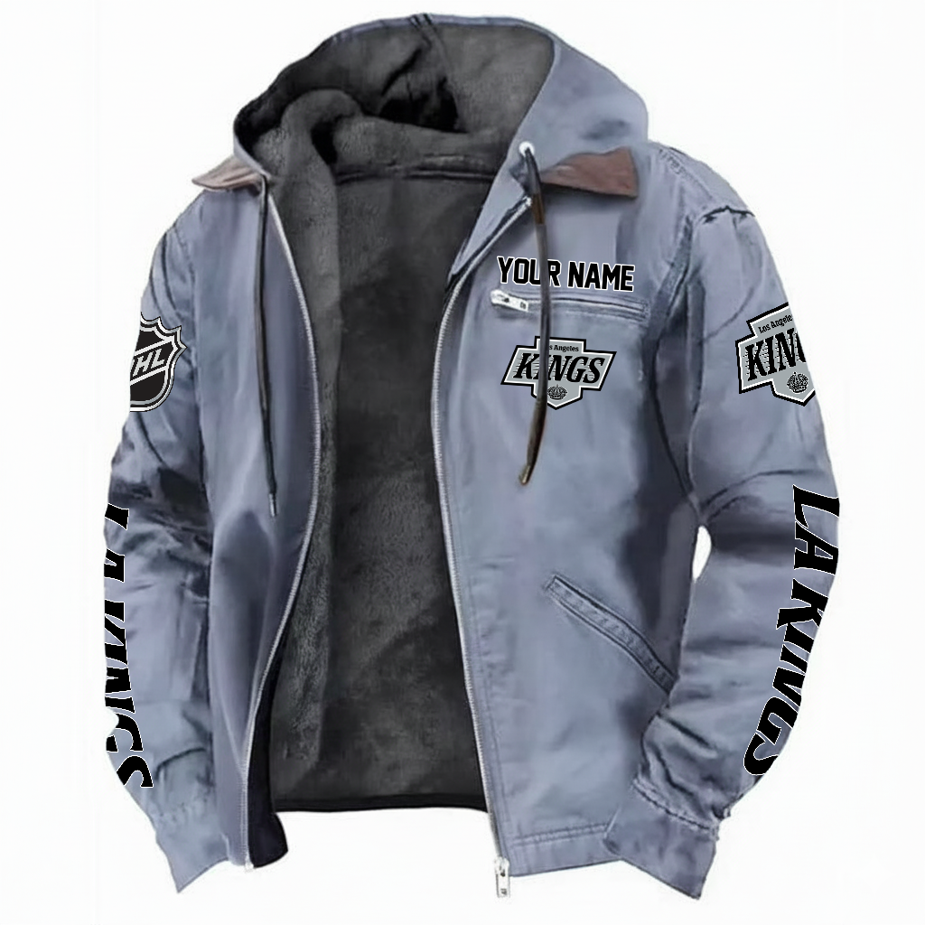 LIMITED EDITION - NEW CUSTOMIZED NHL16 LAK LOS ANGELES KINGS HOODED CARDIGAN JACKET