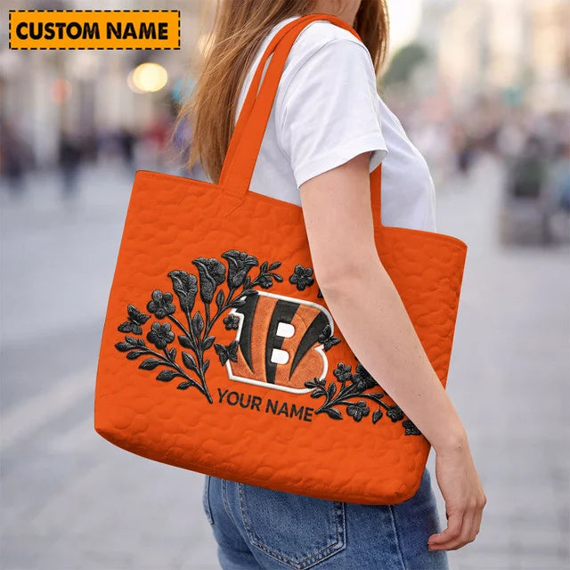 ELITE EDITION - NEW CUSTOMIZED NFL16 CCB CINCINNATI BENGALS QUILTED TOTE BAG