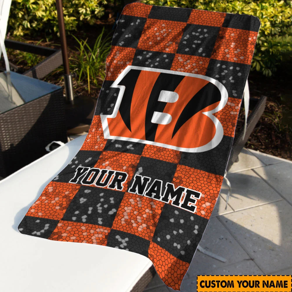 LIMITED EDITION - NEW CUSTOMIZED NFL16 CCB CINCINNATI BENGALS BEACH TOWEL