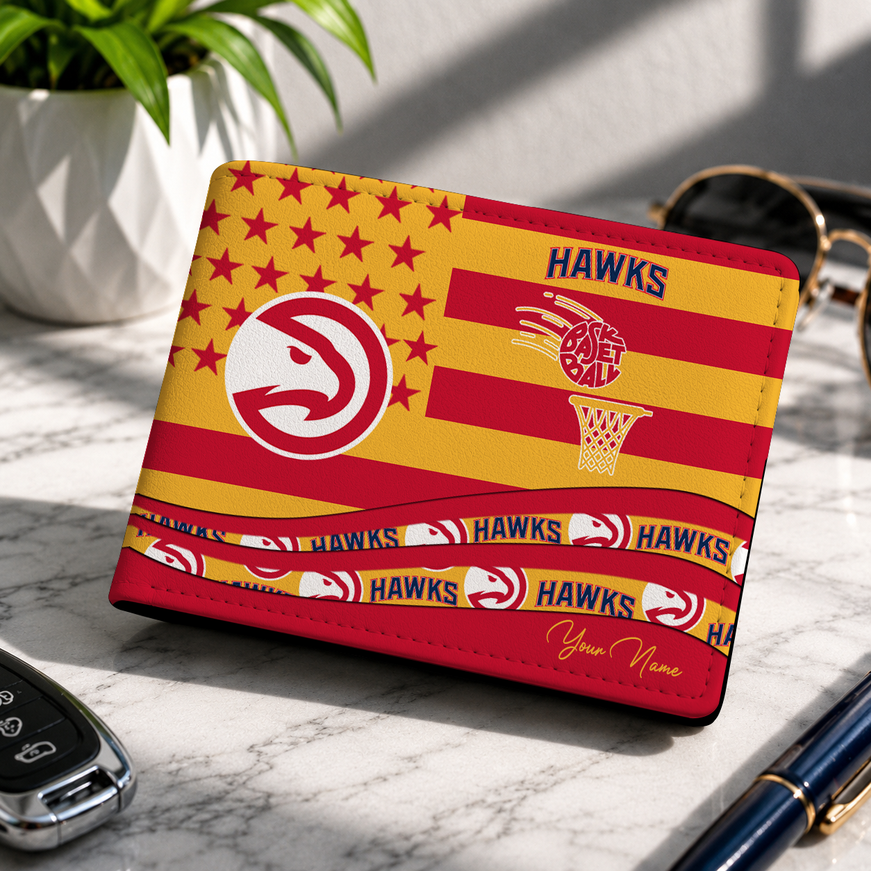 SPECIAL EDITION - NEW CUSTOMIZED NBA17 AHA ATLANTA HAWKS LEATHER WALLET