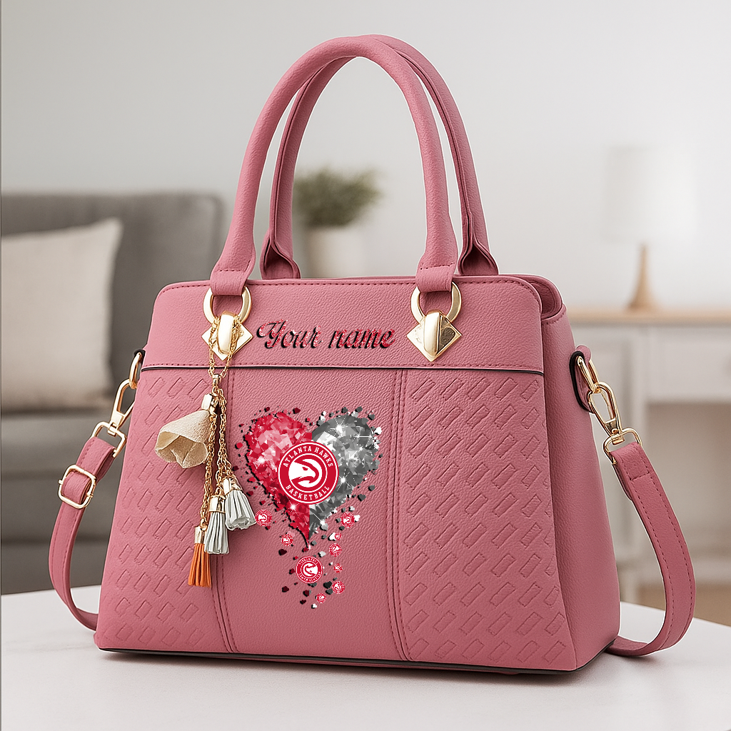 LIMITED EDITION - NEW CUSTOMIZED NBA17 AHA ATLANTA HAWKS ZIP HANDBAG MULTICOLOR