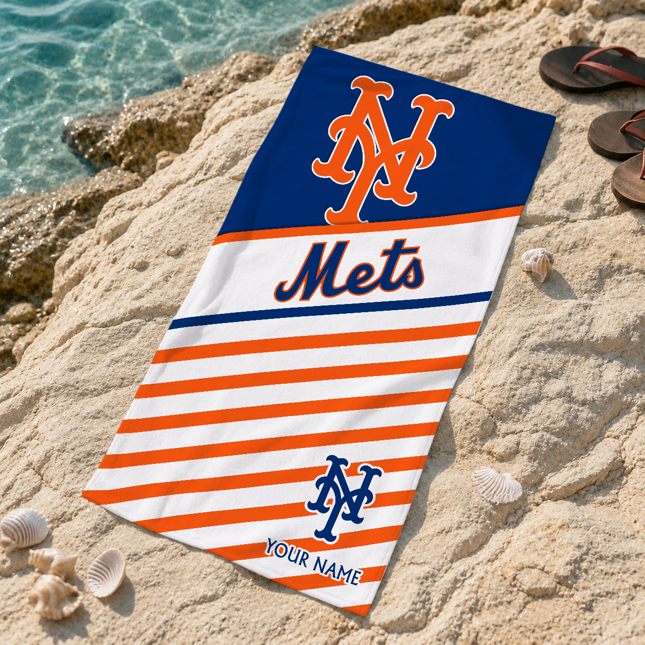 HOT DEAL - NEW CUSTOMIZED MLB17 NYM NEW YORK METS BEACH TOWEL FOR FAN