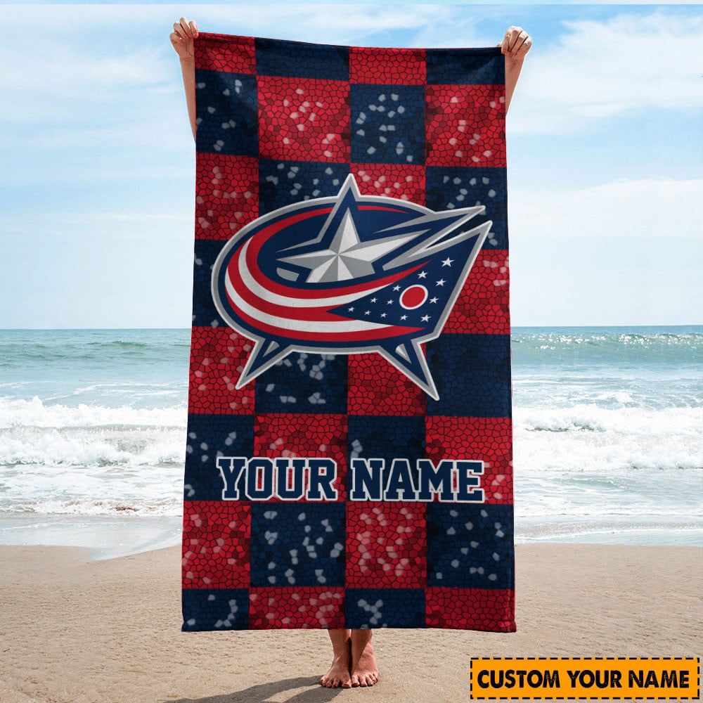 LIMITED EDITION - NEW CUSTOMIZED NHL18 CBJ COLUMBUS BLUE JACKETS BEACH & BATH TOWEL