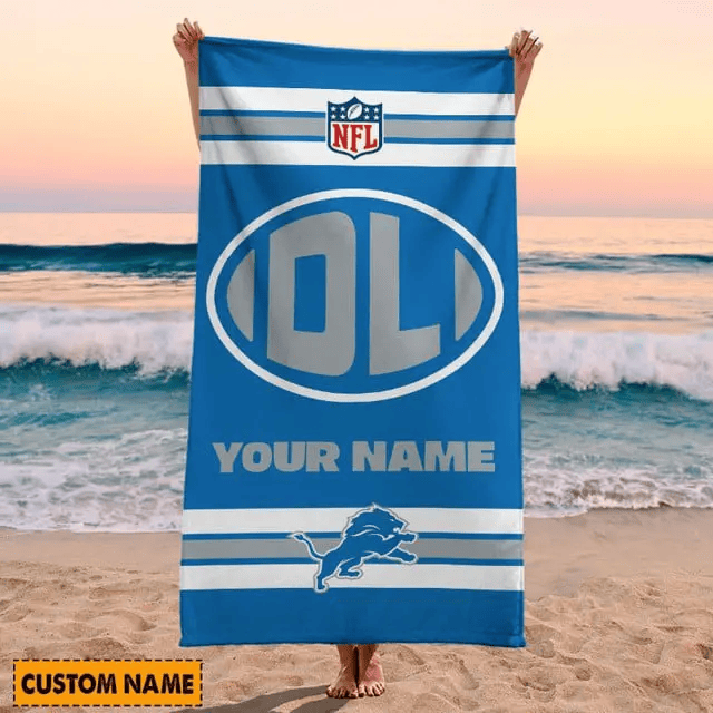 LIMITED EDITION - NEW CUSTOMIZED NFL04 DTL DETROIT LIONS BEACH & BATH TOWEL (KIDS & ADULTS)