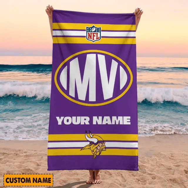 LIMITED EDITION - NEW CUSTOMIZED NFL05 MVK MINNESOTA VIKINGS BEACH & BATH TOWEL (KIDS & ADULTS)